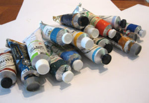 this is an image of old oil paint tubes