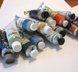 this is an image of old oil paint tubes